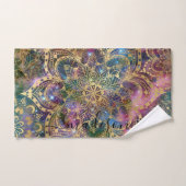 Gold Mandala patroon Blue Paarse Nebula Custom Bad Handdoek (Handdoek)