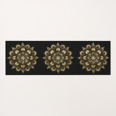 Gold Mandala Pattern Black Boho Yogamat (Achterkant (horizontaal))