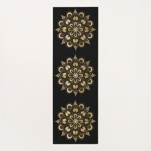 Gold Mandala Pattern Black Boho Yogamat (Achterkant)