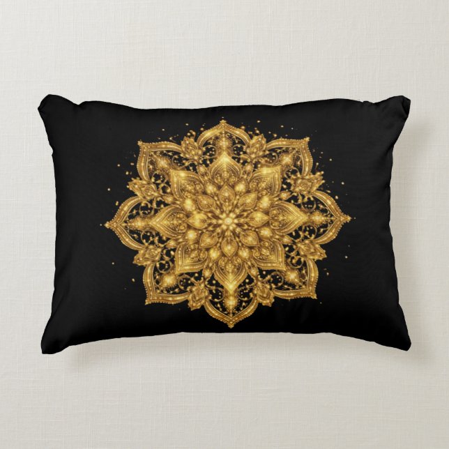 Gold Mandala Pillow Luxury Decorative Throw  Accent Kussen (Voorkant)