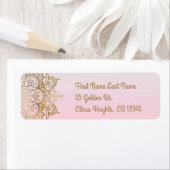 Gold Mandala Roze Peach Glam Modern Wedding Etiket (Insitu)