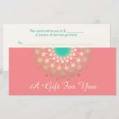 Gold Mandala Roze Salon en Spa Gift Certificate (Voorkant / Achterkant)