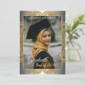 Gold Mandala Silver Grey Afstuderen Aankondiging (Staand voorkant)