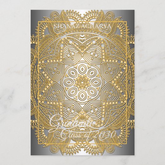 Gold Mandala Silver Grey Afstuderen Aankondiging (Voorkant)