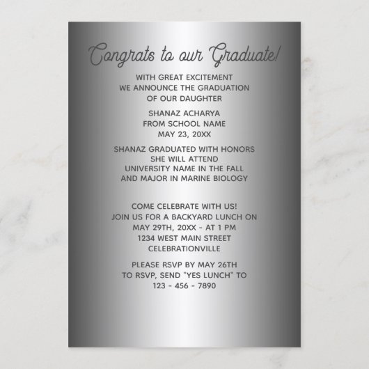 Gold Mandala Silver Grey Afstuderen Aankondiging (Achterkant)