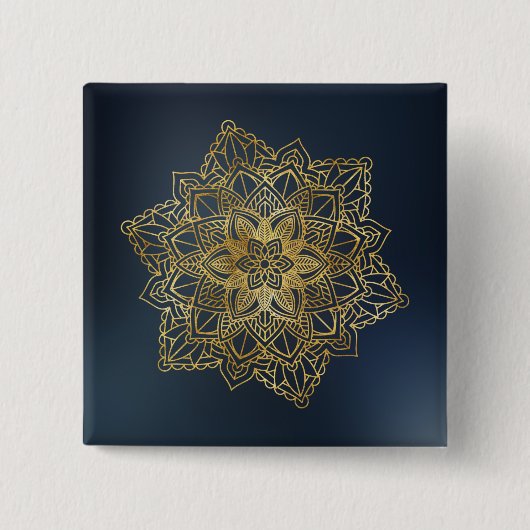 Gold Mandala Vierkante Button 5,1 Cm (Voorkant)