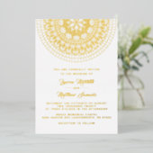 Gold Mandala Wedding Folie Uitnodiging (Staand Voorkant)
