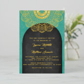 Gold Mandala Wedding Folie Uitnodiging (Staand Voorkant)