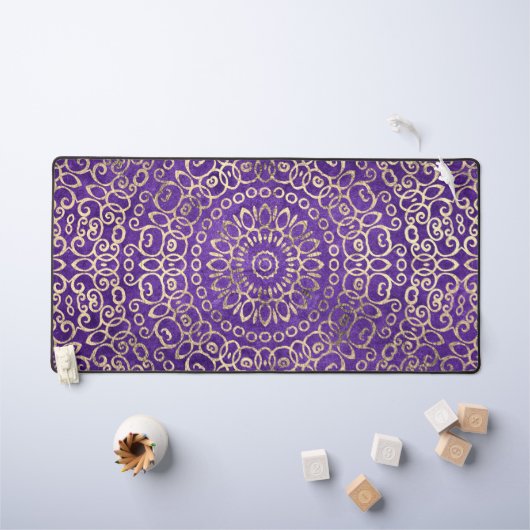 Gold Mandala Zen Jolie fille Boho brillant violet (Tableau pour enfants)