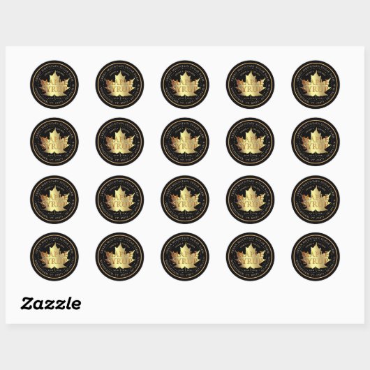 Gold Maple Leaf Editable Maple Syrup Label (Vel)