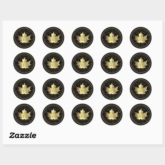 Gold Maple Leaf Editable Maple Syrup Label (Vel)