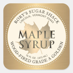 Gold Maple Leaf Maple Syrup Editable Label
