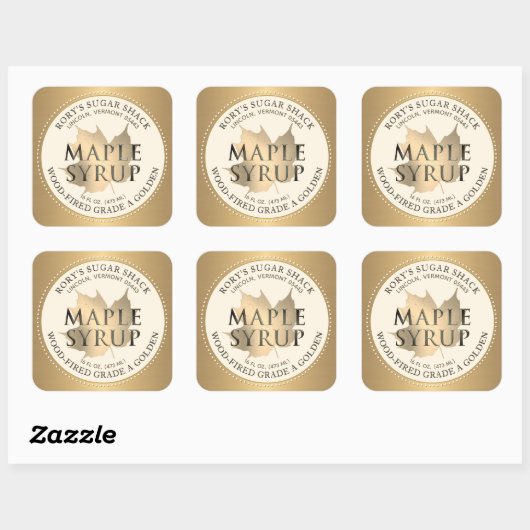 Gold Maple Leaf Maple Syrup Editable Label (Vel)