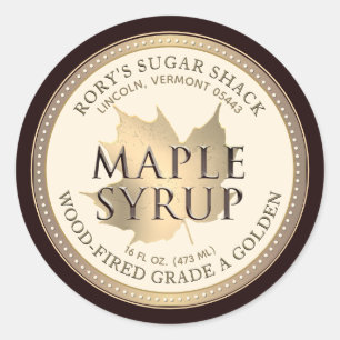 Gold Maple Leaf Maple Syrup Editable Label
