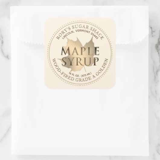 Gold Maple Leaf Maple Syrup Editable Label (Tas)