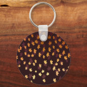 Gold Maple Leaf op donkerrood Sleutelhanger (Voorkant)