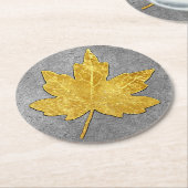 Gold Maple Leaf op Silver Ronde Kartonnen Onderzetter (Gebogen)