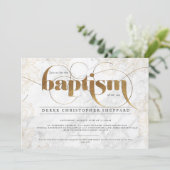 Gold Marble Baptism Invitation Kaart (Staand voorkant)