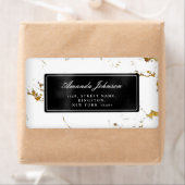 Gold Marble Black Return Address Labels RSVP (Insitu)
