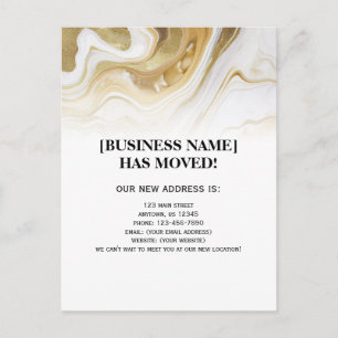 Gold Marble Business Moving Announge Briefkaart