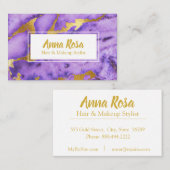 *~* Gold Marble Chic Deep Paars Popular Visitekaartje (Voorkant / Achterkant)