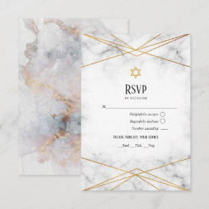 Gold Marble Geometric Bat Mitzvah RSVP Kaartje