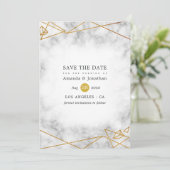 Gold Marble Geometric Wedding Save The Date (Staand voorkant)