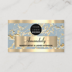  Gold Marble Glitter Beauty Hair StudioRoky Blue  Visitekaartje