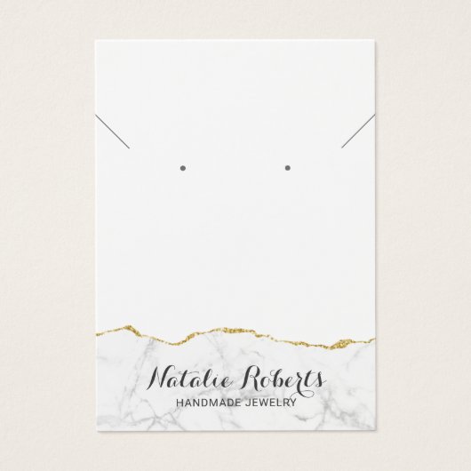 Gold Marble Jewelry Earring Ketting Display Visitekaartje (Voorkant)
