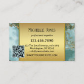 Gold Marble Logo QR Code Abstract Visitekaartje (Achterkant)