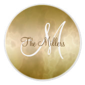 Gold Marble met naam en Initiaal Keramische Knop (Voorkant)