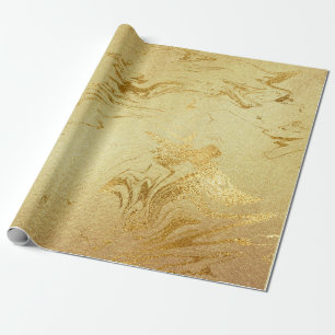 Gold Marble Molten Glam Shiny Cadeaupapier