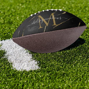 Gold Marble Monogram Calligraphy Script Name American Football