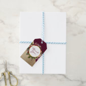 Gold Marble Pattern en Burgundy Florals Hartelijk Cadeaulabel (Met Touw)