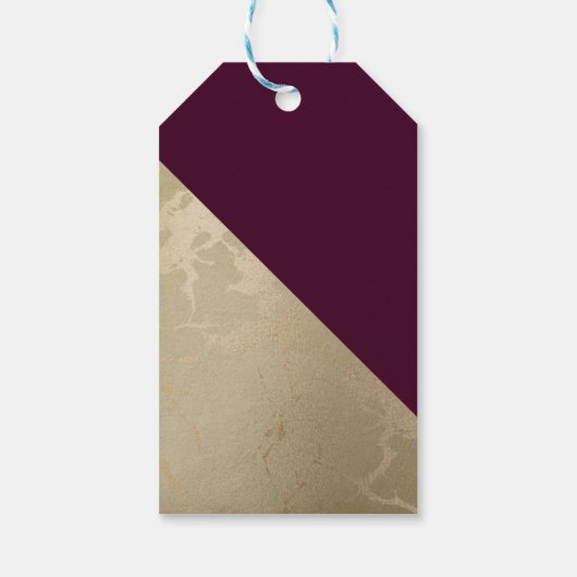Gold Marble Pattern en Burgundy Florals Hartelijk  Cadeaulabel (Achterkant)