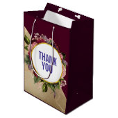 Gold Marble Pattern en Burgundy Florals Hartelijk Medium Cadeauzakje (Voorkant Gekanteld)