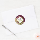Gold Marble Pattern en Burgundy Florals Kitchen Ronde Sticker (Envelop)