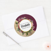 Gold Marble Pattern en Burgundy Florals Kitchen Ronde Sticker (Envelop)