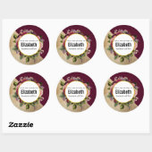 Gold Marble Pattern en Burgundy Florals Kitchen Ronde Sticker (Vel)