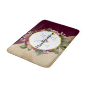 Gold Marble Pattern en Burgundy Florals Monogram Badmat (Gekanteld)