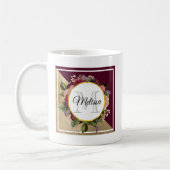 Gold Marble Pattern en Burgundy Florals Monogram Koffiemok (Links)