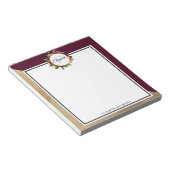 Gold Marble Pattern en Burgundy Florals Monogram Notitieblok (Schuin)