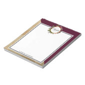 Gold Marble Pattern en Burgundy Florals Monogram Notitieblok (Gedraaid)