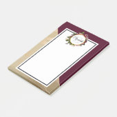 Gold Marble Pattern en Burgundy Florals Monogram Post-it® Notes (Schuin)