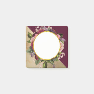 Gold Marble Pattern en Burgundy Florals Post-it® Notes