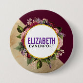 Gold Marble Pattern en Burgundy Florals Ronde Button 7,6 Cm (Voorkant)