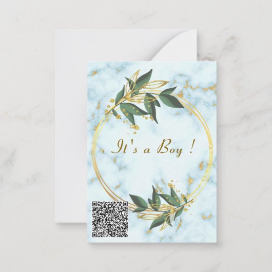 Gold Marble QR Code bébé garçon douche Invitation (Dos)