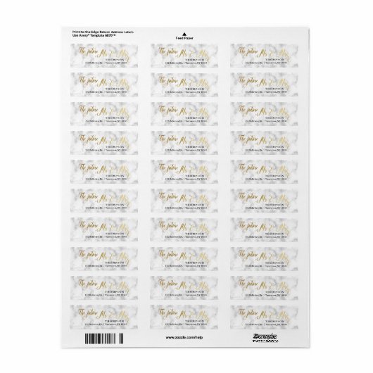 Gold Marble Script De toekomst Mr en Mrs Etiket (Full Sheet)