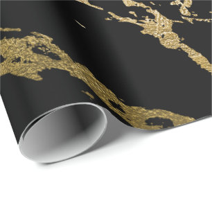 Gold Marble Shiny Glam Black Abstract VIP Cadeaupapier