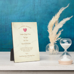 Gold Marble Wedding Family Memorial Hot Pink Heart Fotoplaat